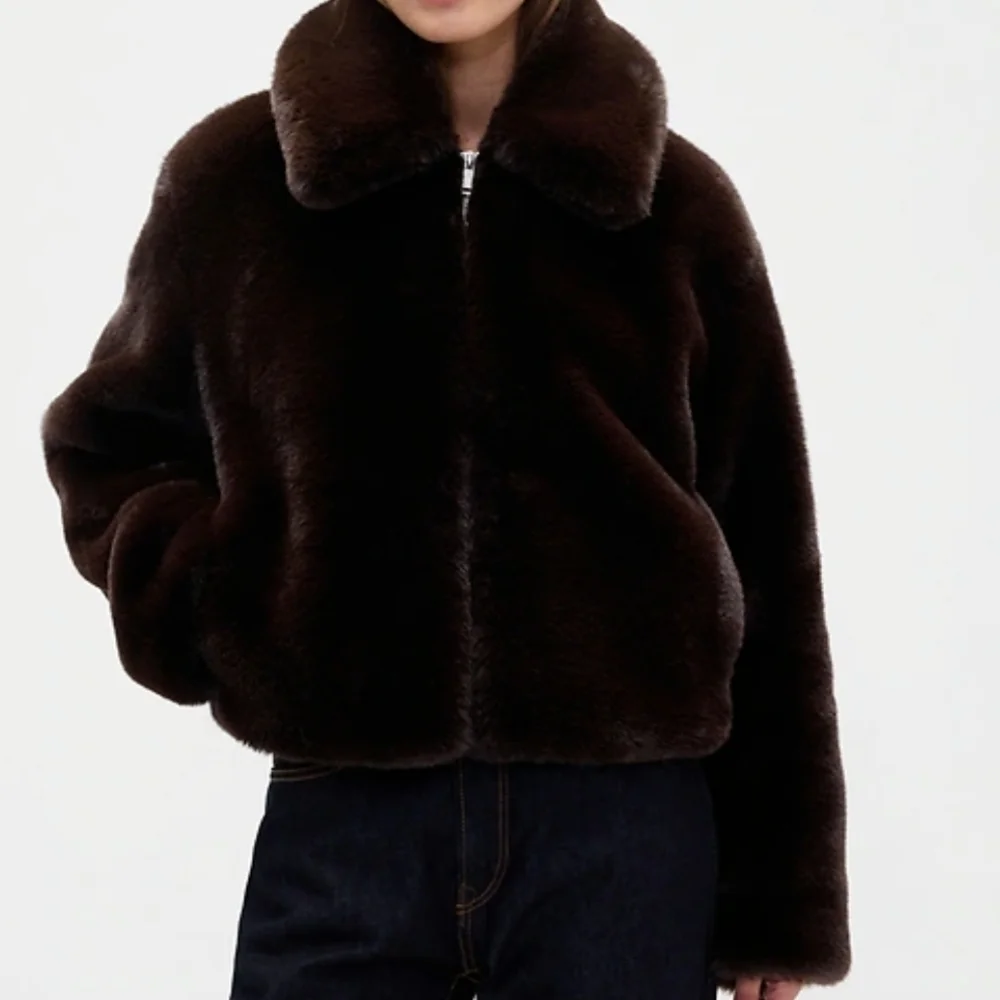 GAP Dark Brown Faux Fur Jacket - Picture 3 of 12
